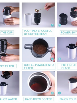 Pocket Coffee Maker - Grind, Brew, Pour in 1